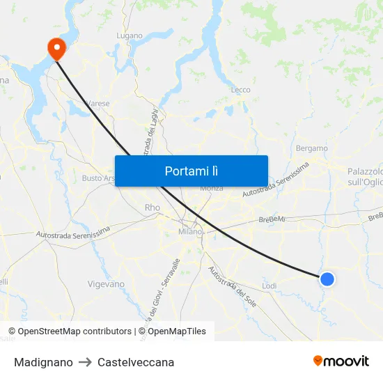 Madignano to Castelveccana map