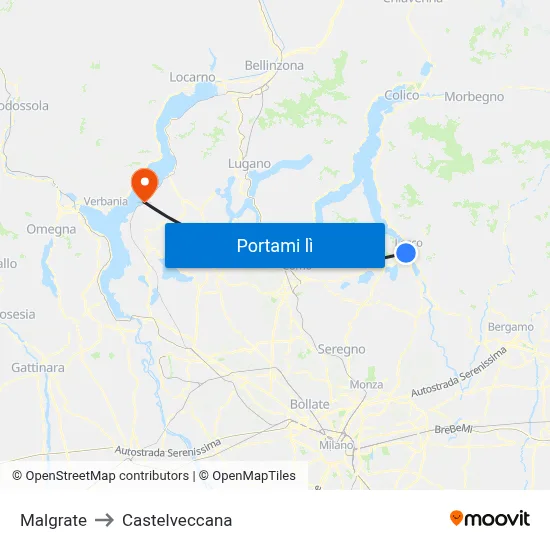 Malgrate to Castelveccana map
