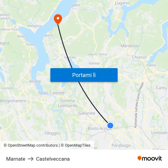 Marnate to Castelveccana map