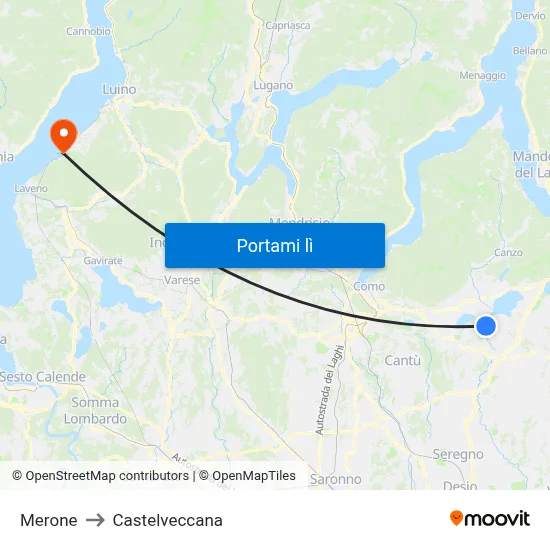 Merone to Castelveccana map