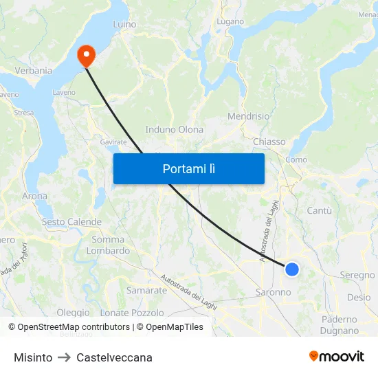 Misinto to Castelveccana map