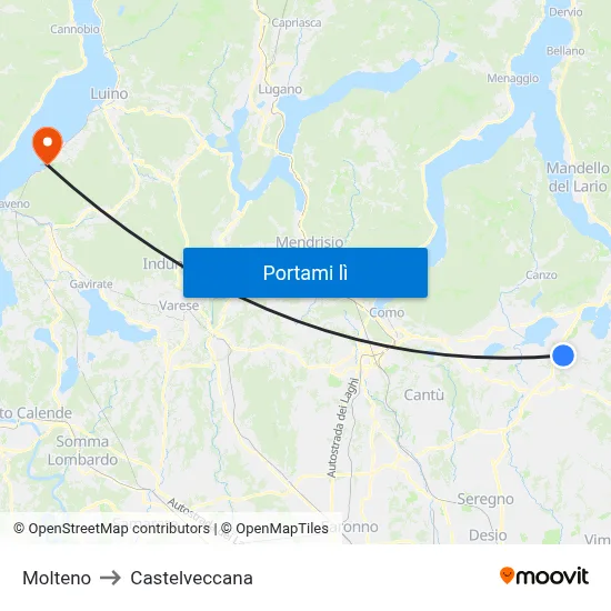 Molteno to Castelveccana map
