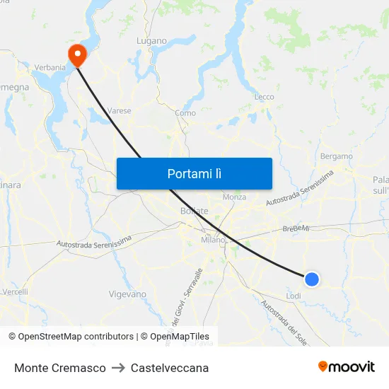 Monte Cremasco to Castelveccana map
