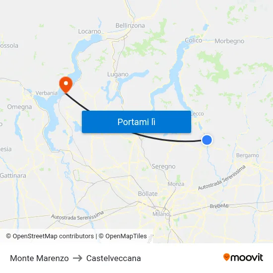 Monte Marenzo to Castelveccana map