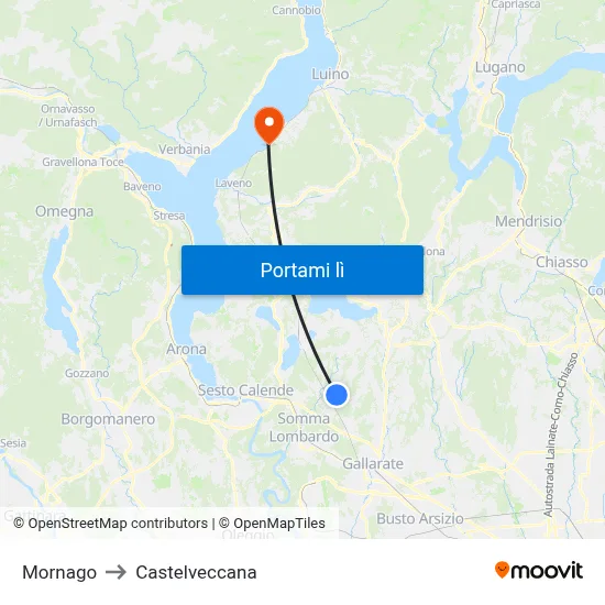 Mornago to Castelveccana map