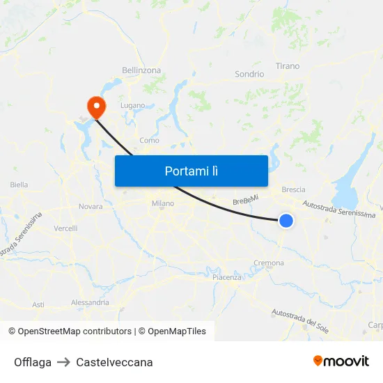 Offlaga to Castelveccana map