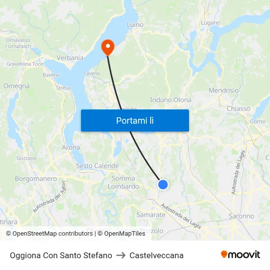 Oggiona Con Santo Stefano to Castelveccana map
