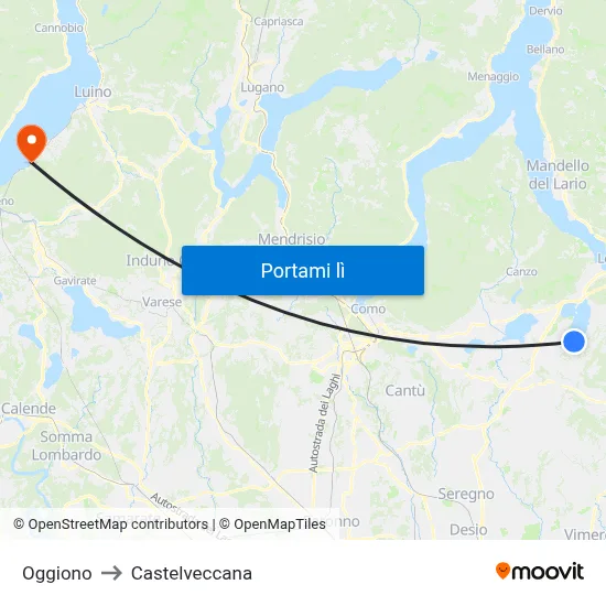 Oggiono to Castelveccana map