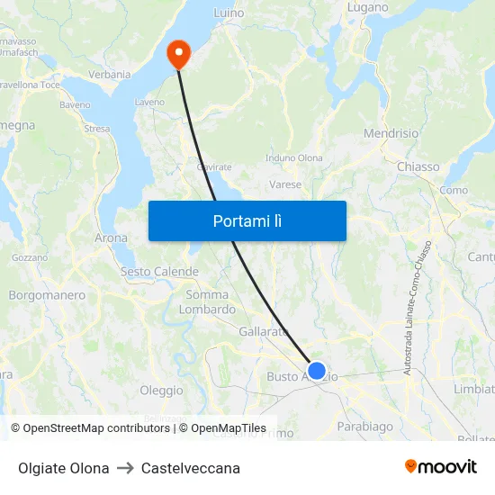 Olgiate Olona to Castelveccana map