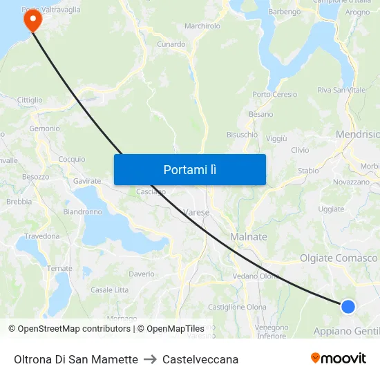 Oltrona Di San Mamette to Castelveccana map