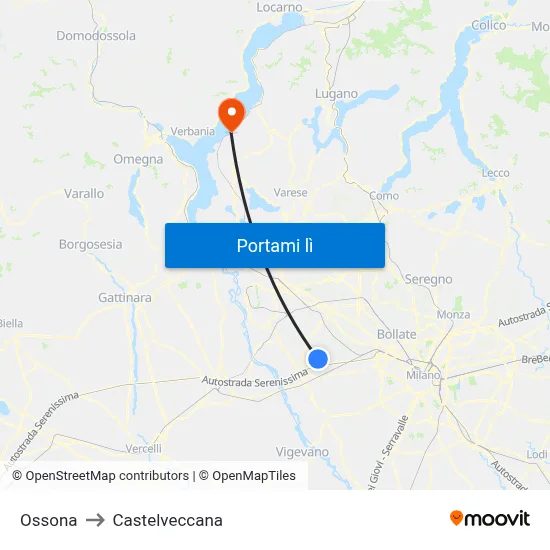 Ossona to Castelveccana map