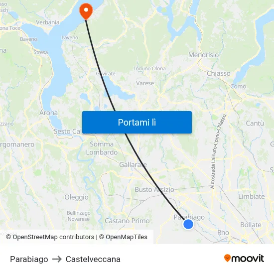 Parabiago to Castelveccana map