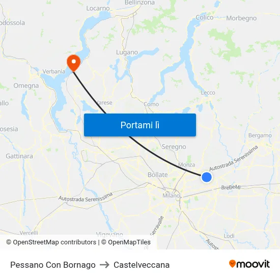 Pessano Con Bornago to Castelveccana map