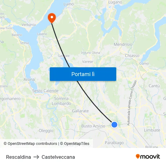 Rescaldina to Castelveccana map