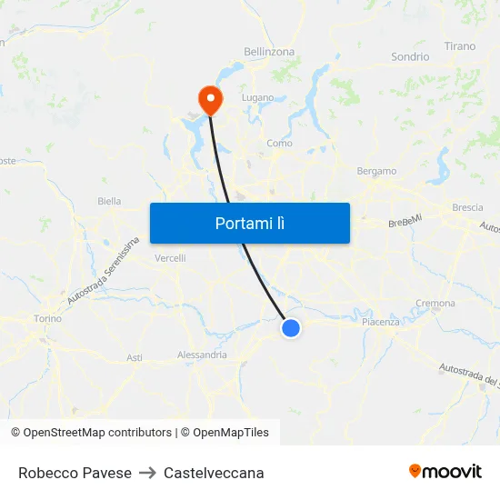 Robecco Pavese to Castelveccana map