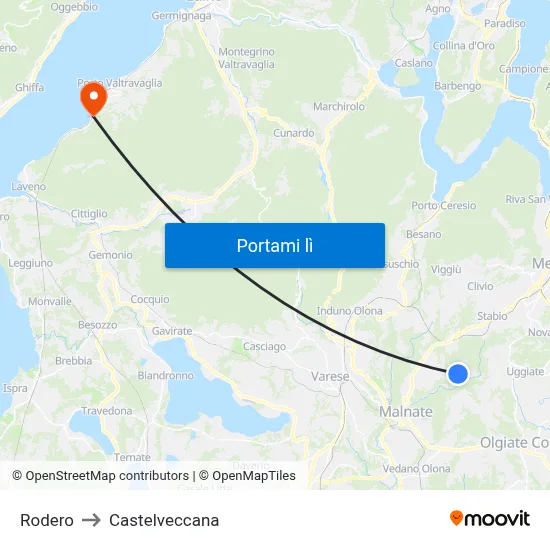 Rodero to Castelveccana map