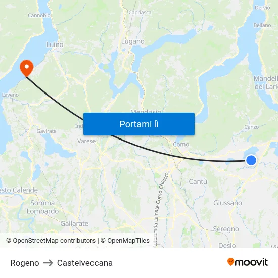 Rogeno to Castelveccana map