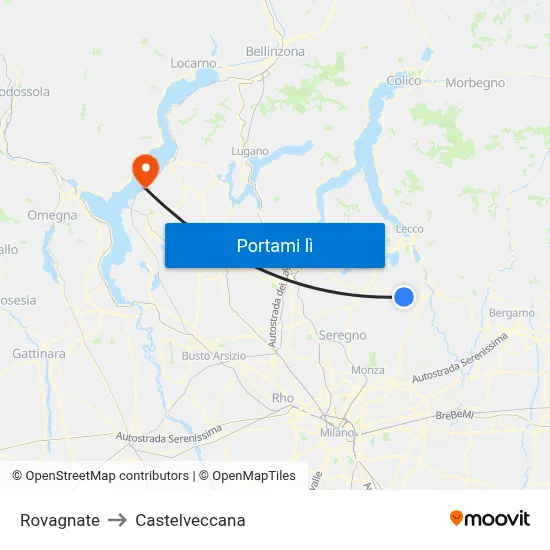 Rovagnate to Castelveccana map