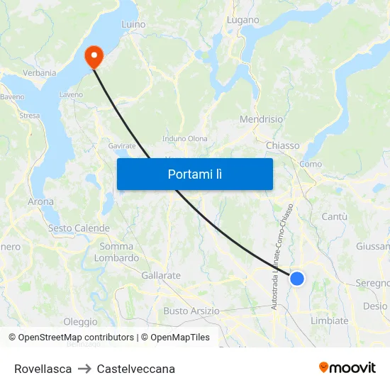 Rovellasca to Castelveccana map