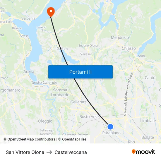 San Vittore Olona to Castelveccana map
