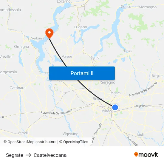 Segrate to Castelveccana map