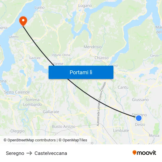 Seregno to Castelveccana map