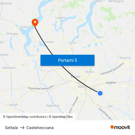 Settala to Castelveccana map