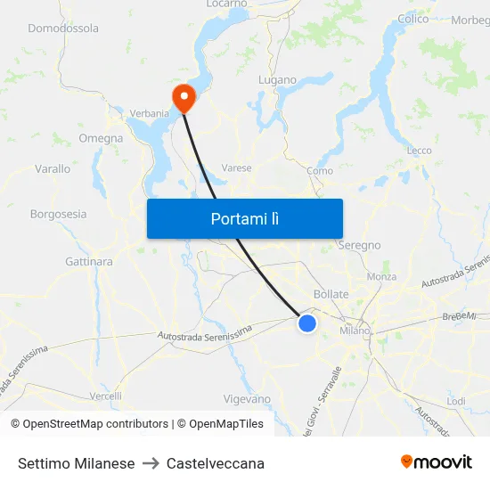 Settimo Milanese to Castelveccana map