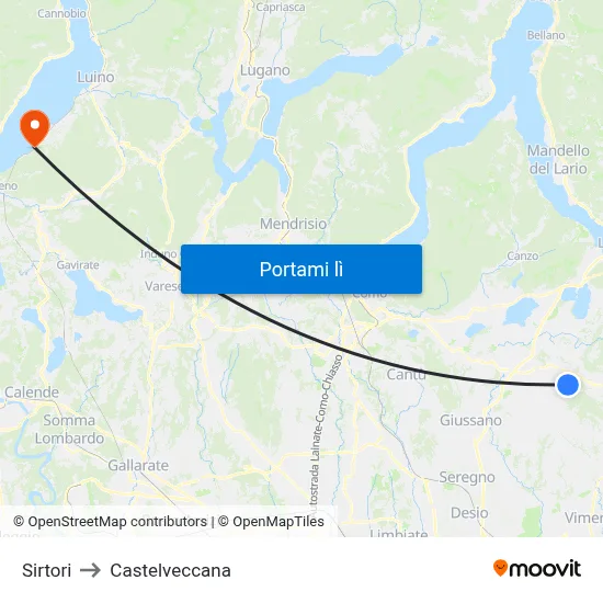 Sirtori to Castelveccana map