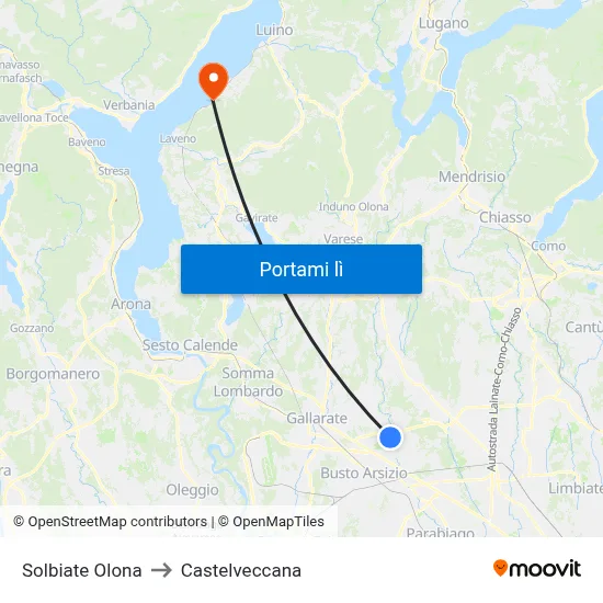 Solbiate Olona to Castelveccana map