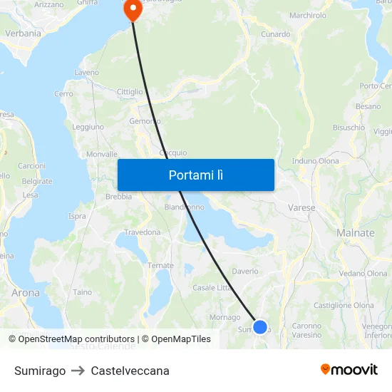 Sumirago to Castelveccana map