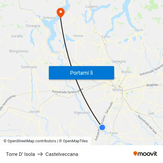 Torre D' Isola to Castelveccana map