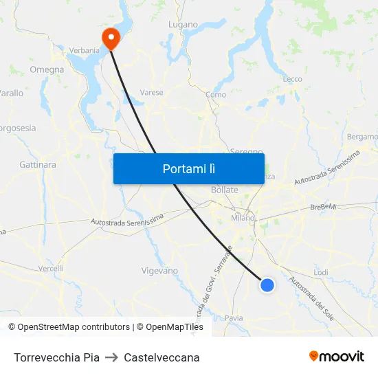 Torrevecchia Pia to Castelveccana map