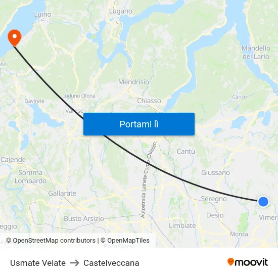 Usmate Velate to Castelveccana map
