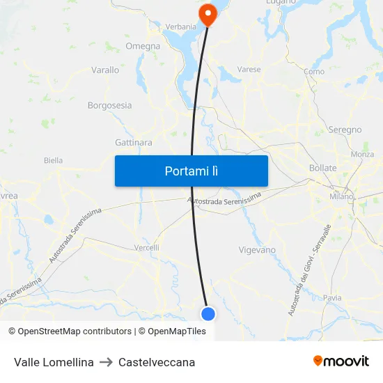 Valle Lomellina to Castelveccana map