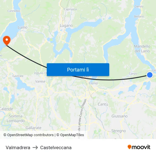 Valmadrera to Castelveccana map