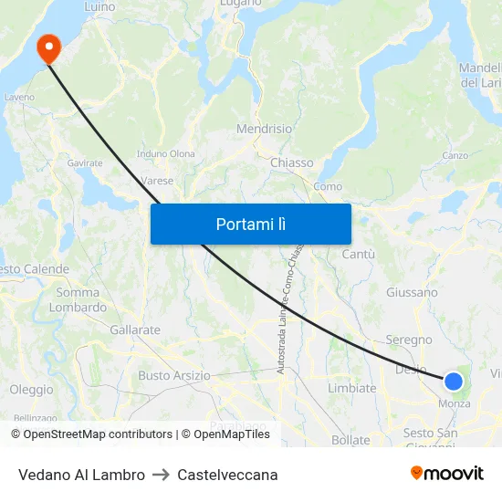 Vedano Al Lambro to Castelveccana map