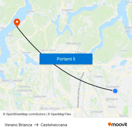 Verano Brianza to Castelveccana map