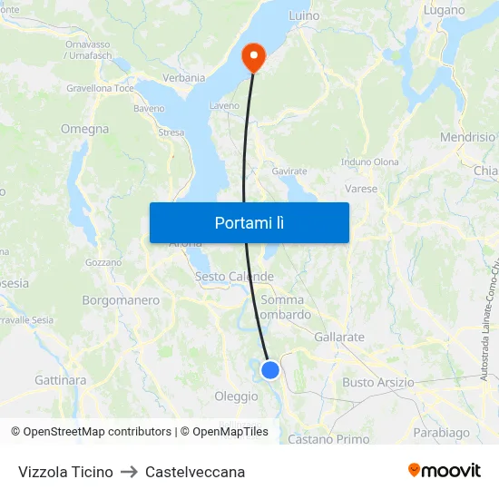 Vizzola Ticino to Castelveccana map