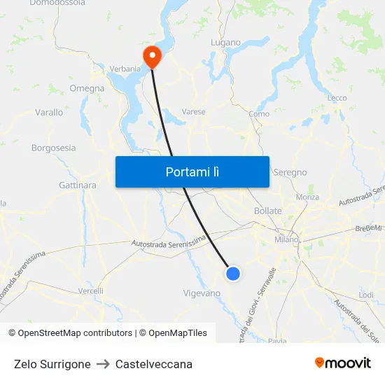 Zelo Surrigone to Castelveccana map