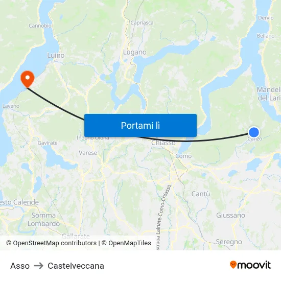 Asso to Castelveccana map