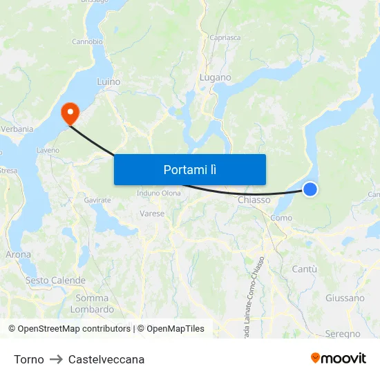 Torno to Castelveccana map