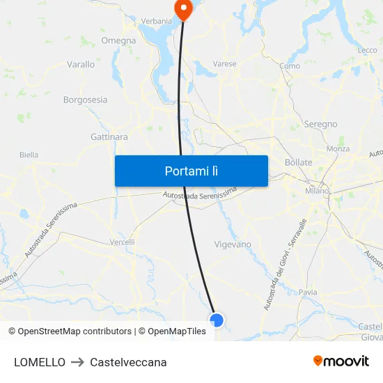 LOMELLO to Castelveccana map