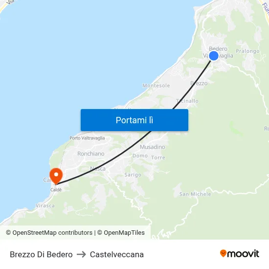 Brezzo Di Bedero to Castelveccana map