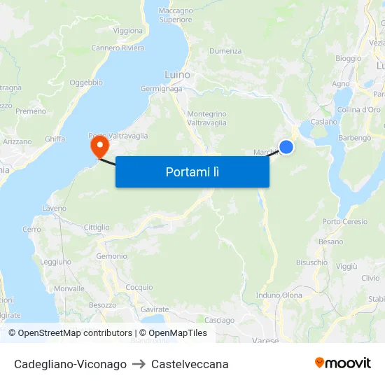 Cadegliano-Viconago to Castelveccana map