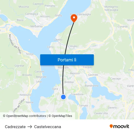 Cadrezzate to Castelveccana map