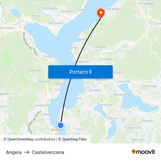 Angera to Castelveccana map