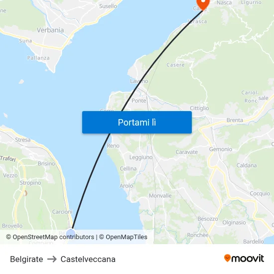 Belgirate to Castelveccana map