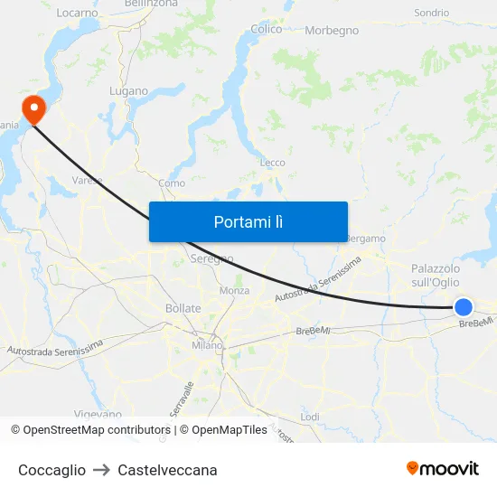 Coccaglio to Castelveccana map