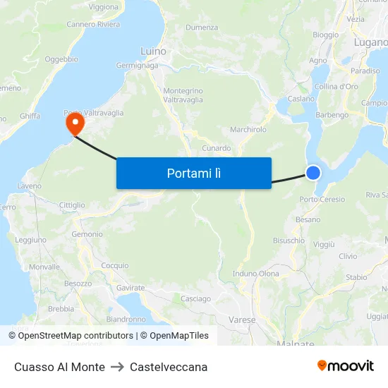 Cuasso Al Monte to Castelveccana map
